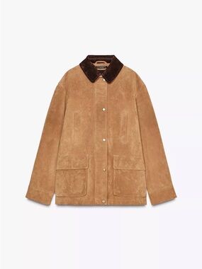 Zara suede leather barn jacket